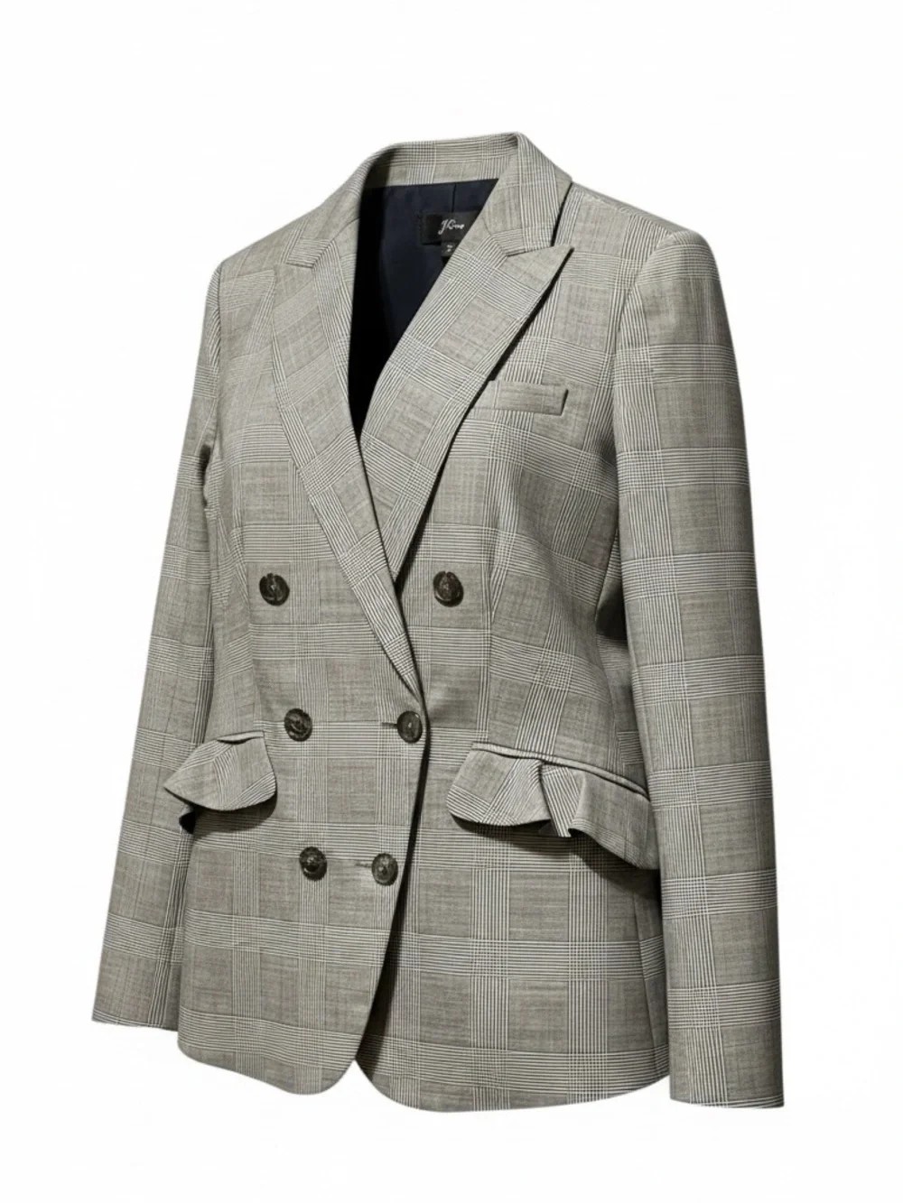 J.Crew Glen Plaid Ruffle Pocket Wool Blazer – Size 6